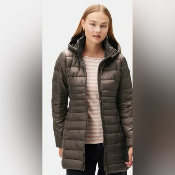 NWT Save The Duck Reese Mud Gray Long Jacket MEDIUM msrp $278 - Picture 1 of 3